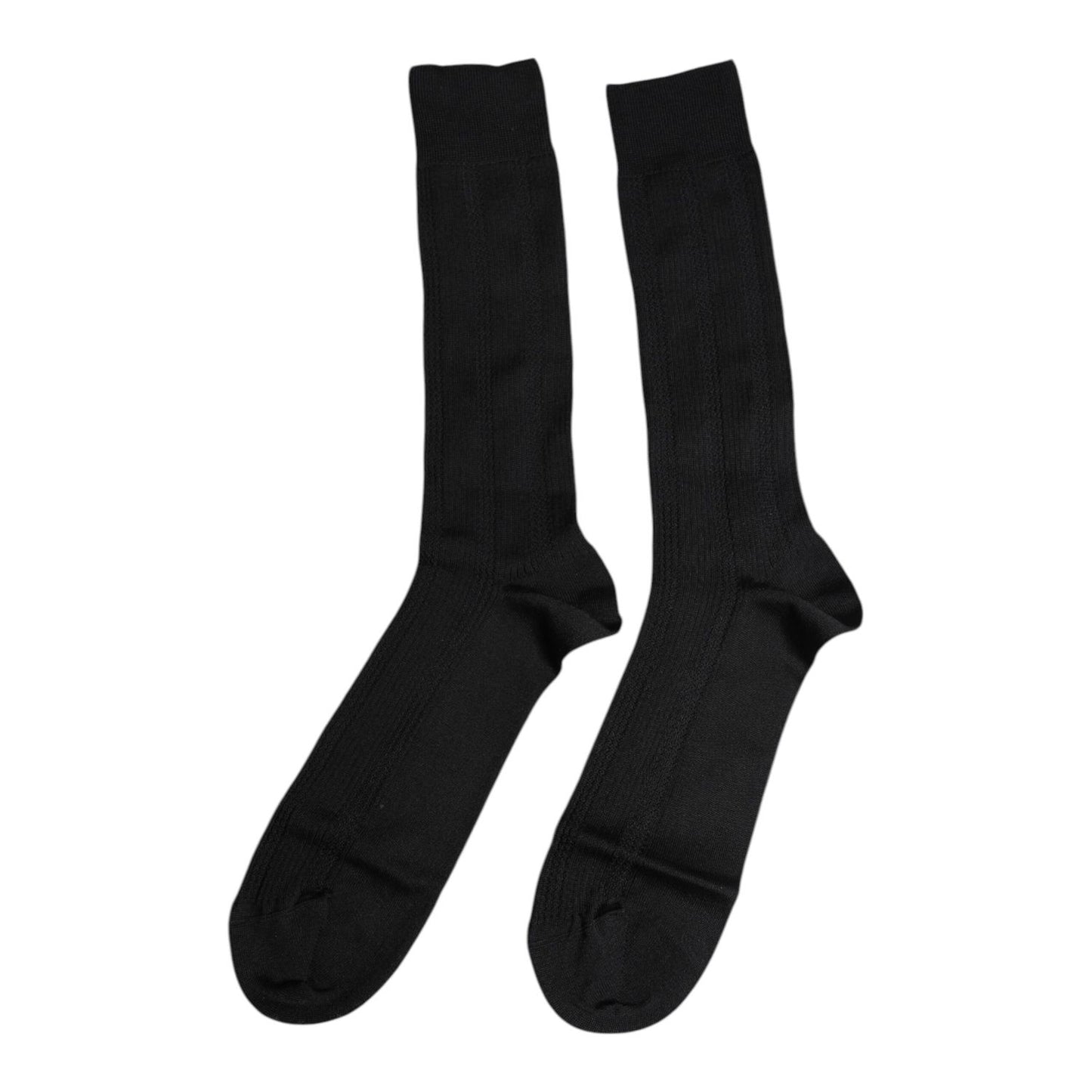 Dolce & Gabbana Black Stretch Logo Mid Calf Men Socks