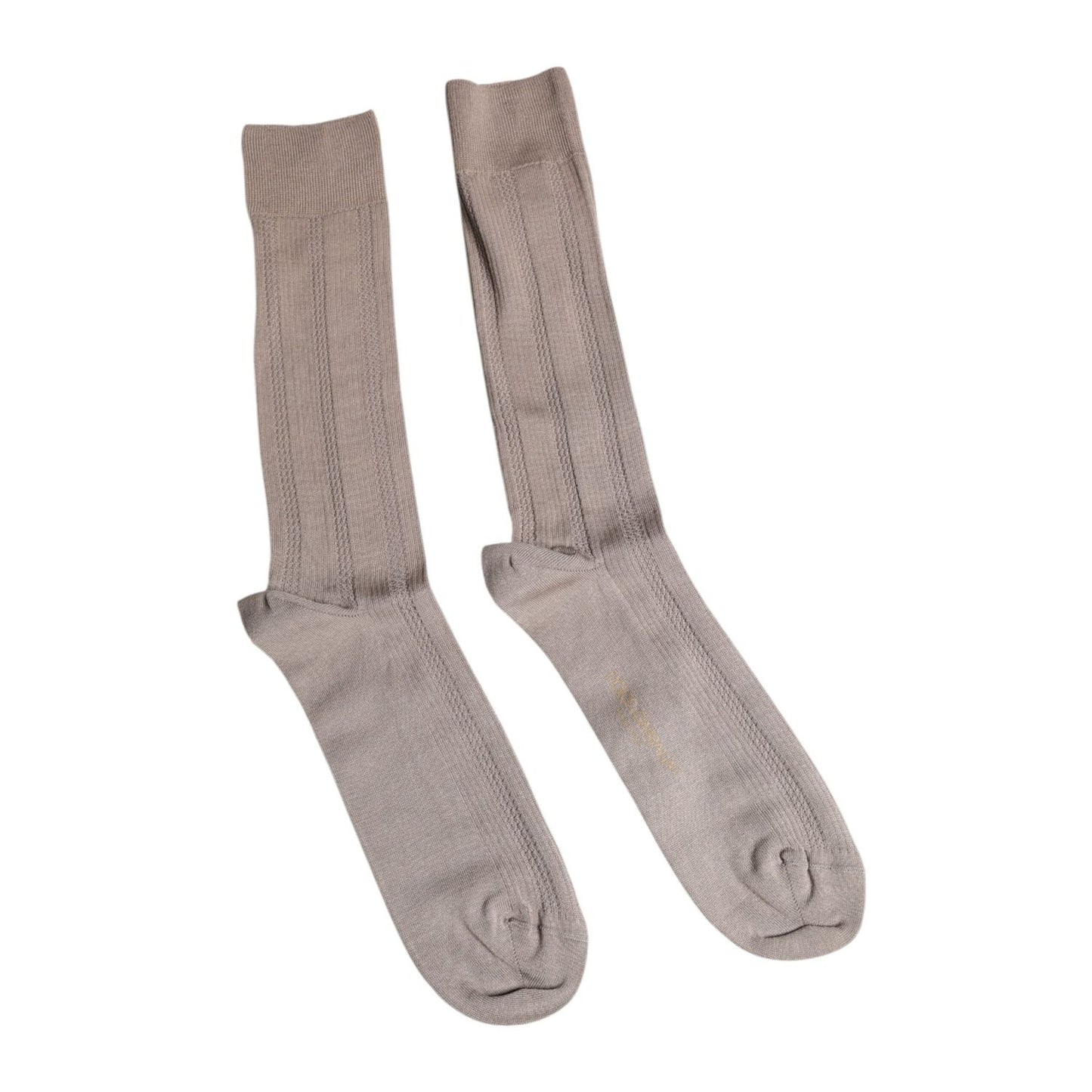 Dolce & Gabbana Brown Cotton Stretch Logo Over Calf Socks Dolce & Gabbana