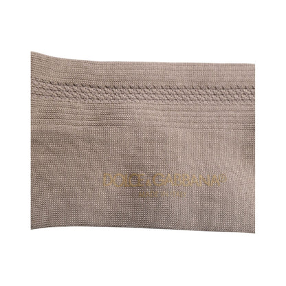 Dolce & Gabbana Brown Cotton Stretch Logo Over Calf Socks Dolce & Gabbana