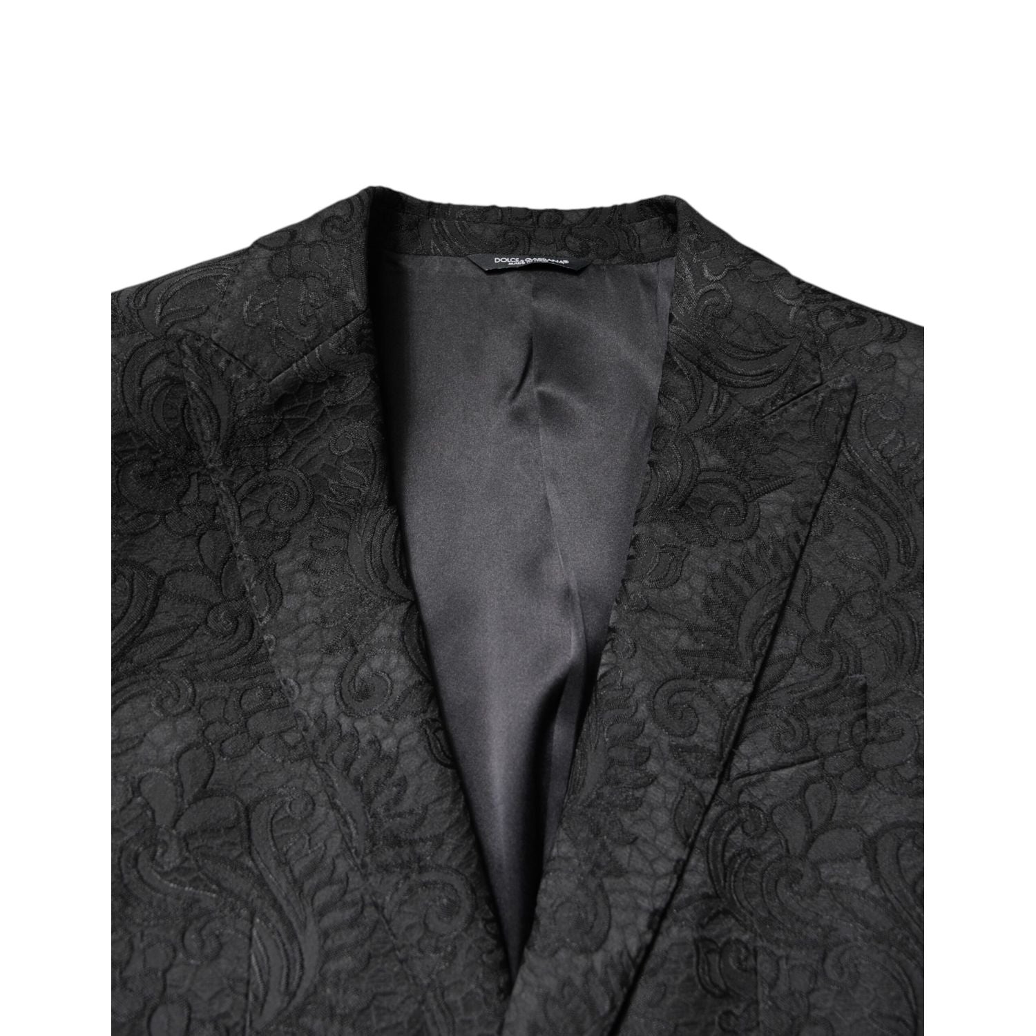 Dolce & Gabbana Black Floral Jacquard Coat Jacket Blazer