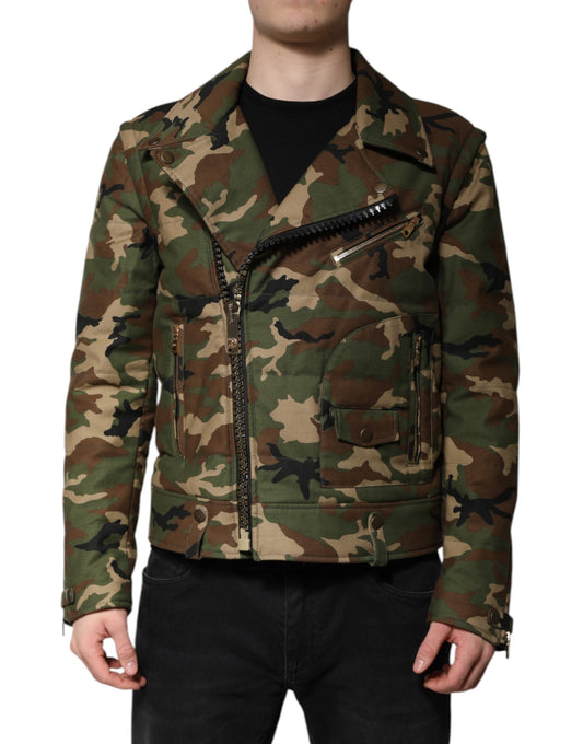 Dolce & Gabbana Multicolor Camouflage Nylon Biker Jacket JKT4128-52