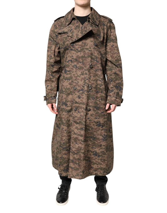 Dolce & Gabbana Multicolor Camouflage Double Breasted Coat Jacket JKT4143-54