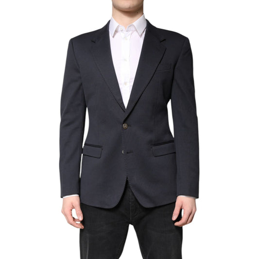 Dolce & Gabbana Dark Blue Cotton Men Jacket Coat Suit Blazer JKT41379-48