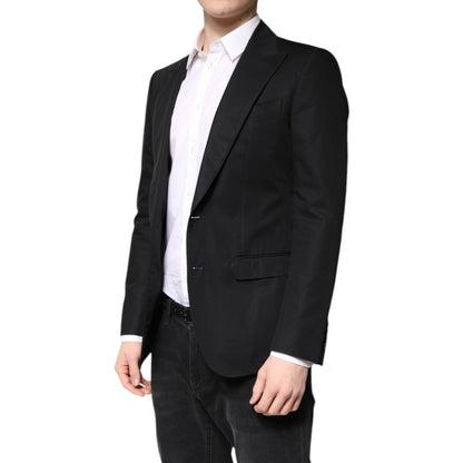 Dolce & Gabbana Black Cotton Single Breasted Men Coat Blazer