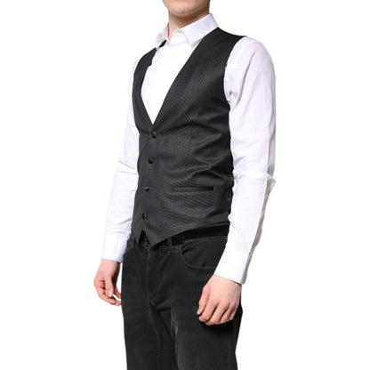 Dolce & Gabbana Black Wool Waistcoat Dress Formal Vest