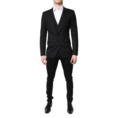 Dolce & Gabbana Black Single Breasted Formal Blazer with Vest