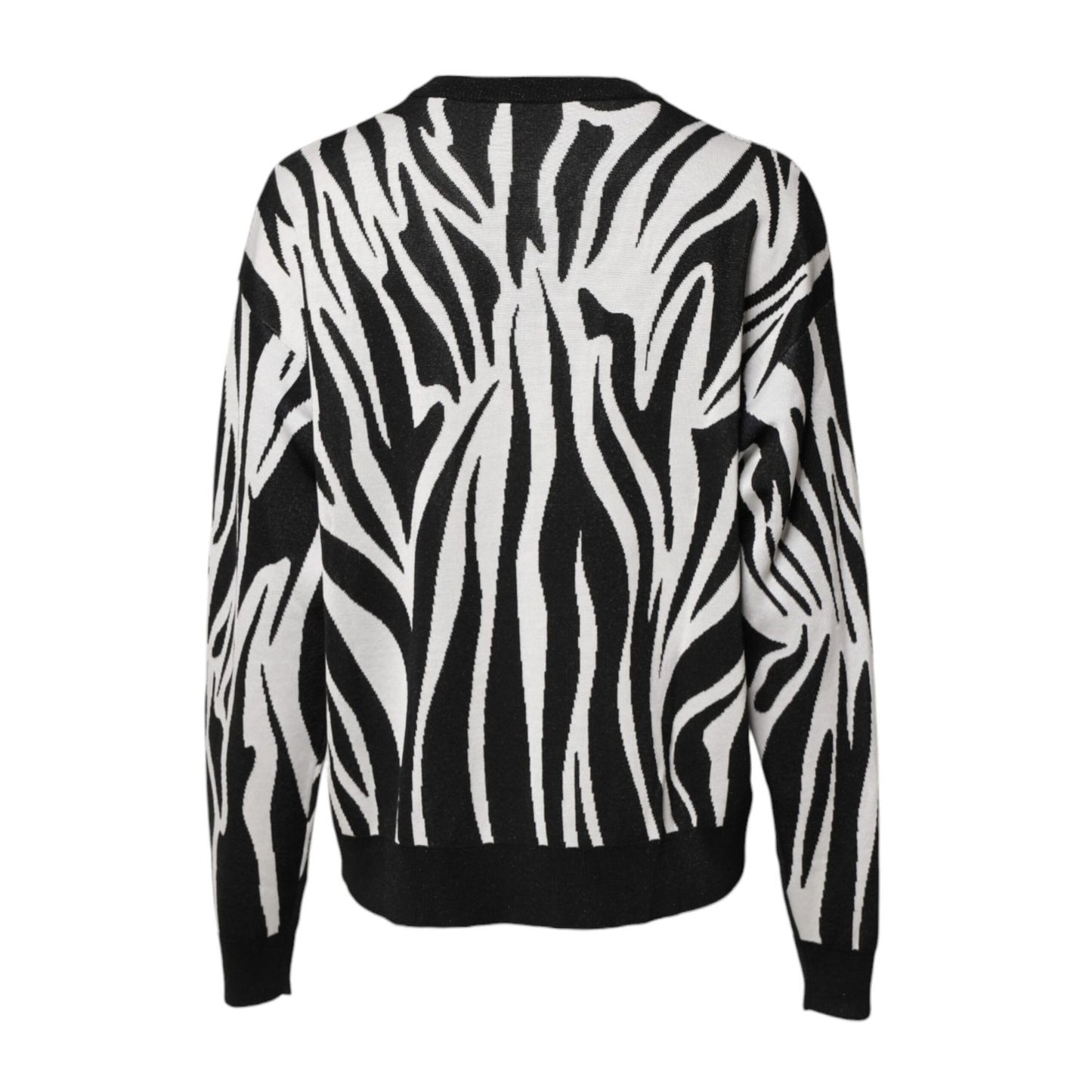 Dolce & Gabbana Black White Print Women Pullover Sweater
