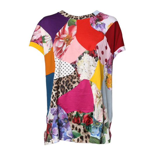 Dolce & Gabbana Multicolor Patchwork Short Sleeve Blouse Top THS90390-38