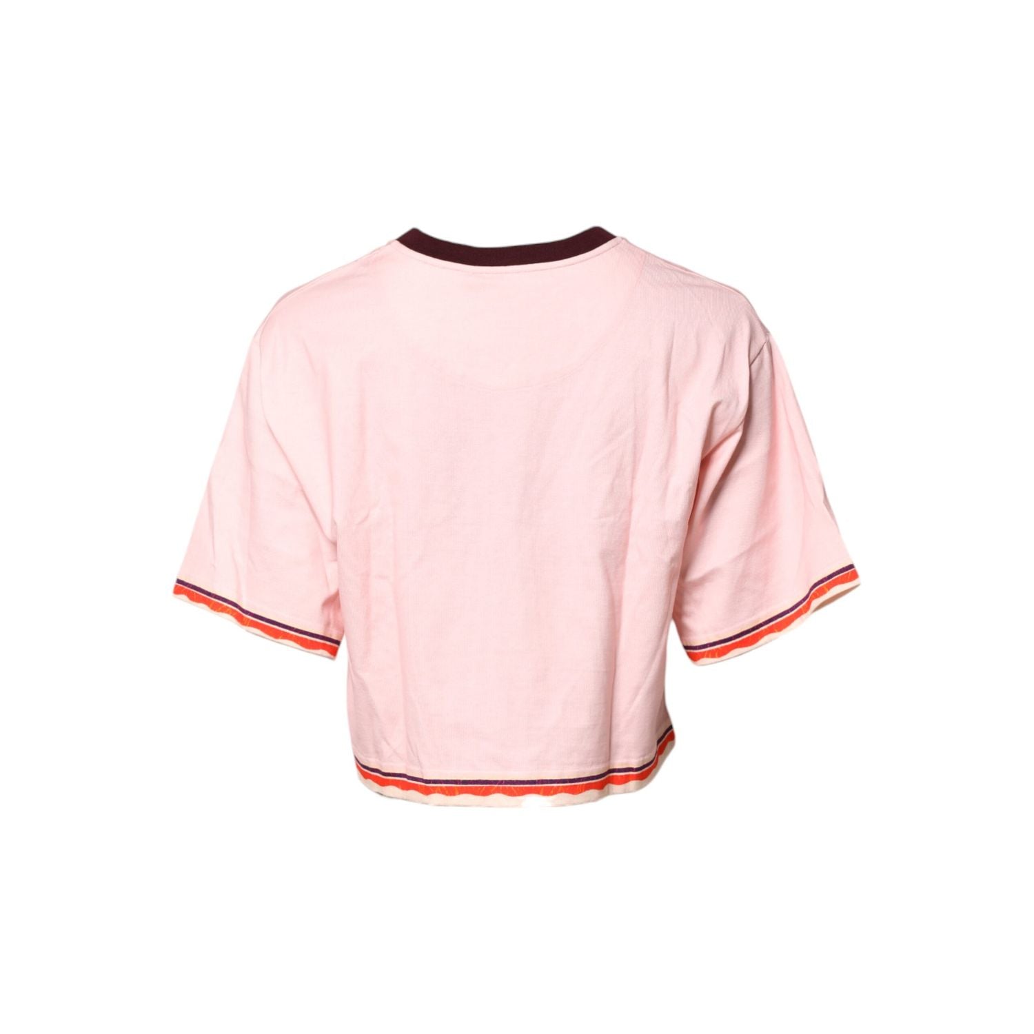 Dolce & Gabbana Pink Print Cotton Short Sleeves Cropped Top