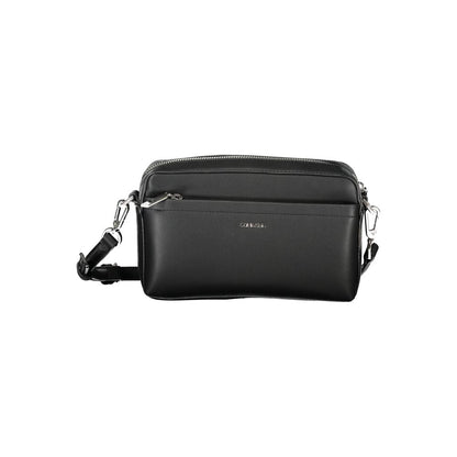 Calvin Klein Black Polyester Women Handbag with adjustable strap and exterior pocket, sleek design for modern fashionista.