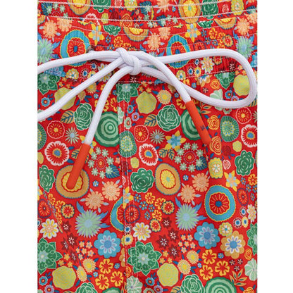 Isaia Red Polyester Swim Shorts