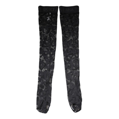 Dolce & Gabbana Black Floral Lace Cotton Stretch Stockings Socks