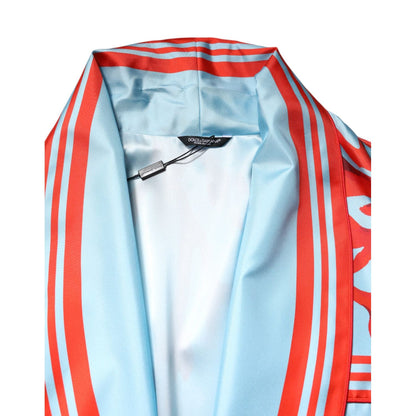 Dolce & Gabbana Blue Red Coral Print Wrap Robe Coat Jacket Dolce & Gabbana