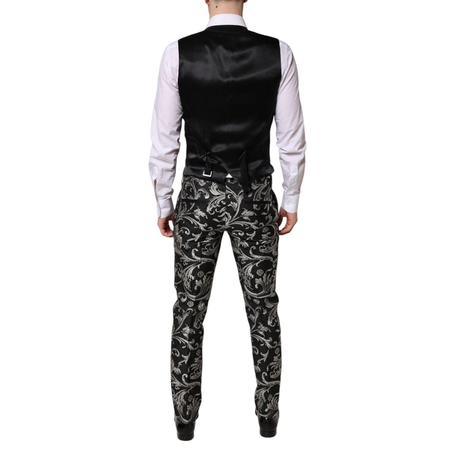 Dolce & Gabbana Black Gray MARTINI Jacquard Men 3 Piece Suit
