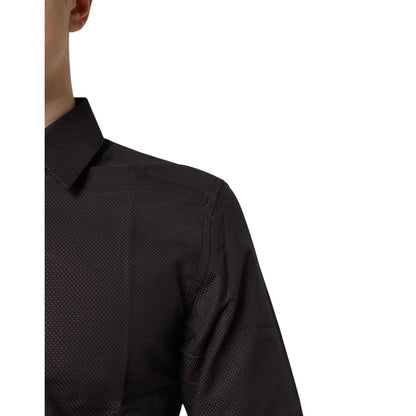 Dolce & Gabbana Maroon Jacquard Cotton GOLD Men Dress Shirt Dolce & Gabbana