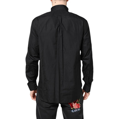 Emporio Armani Black Cotton Long Sleeves Formal Dress Shirt