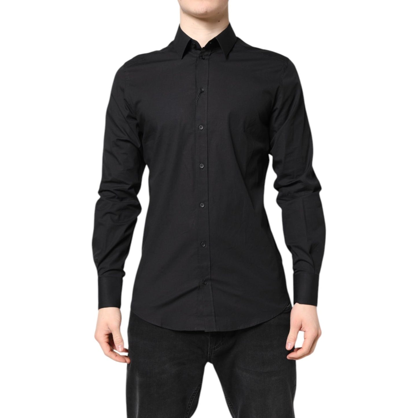 Dolce & Gabbana Black GOLD Cotton Dress Formal Shirt Dolce & Gabbana
