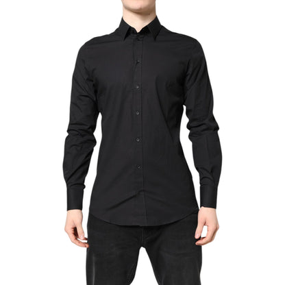 Dolce & Gabbana Black GOLD Cotton Dress Formal Shirt Dolce & Gabbana