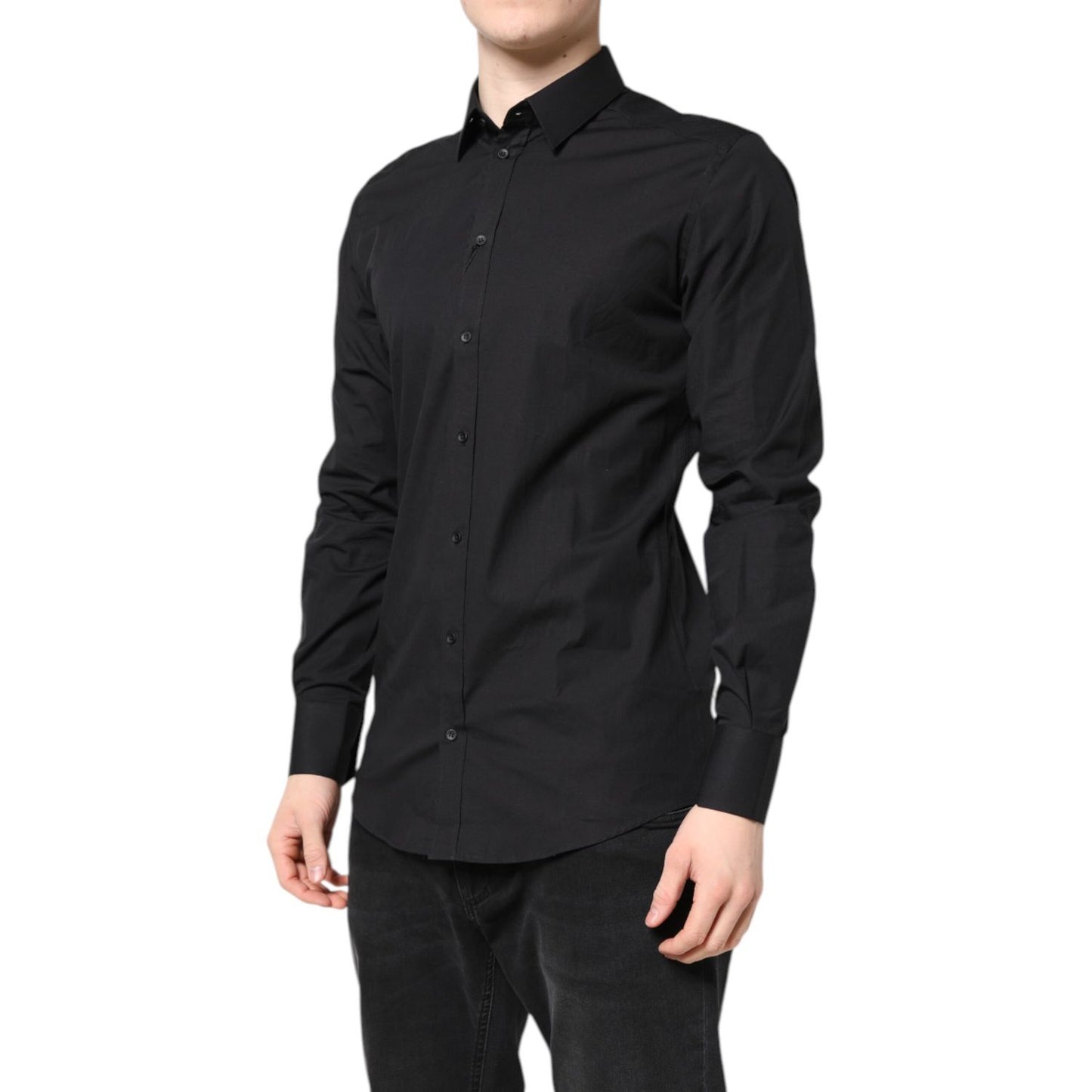 Dolce & Gabbana Black GOLD Cotton Dress Formal Shirt Dolce & Gabbana