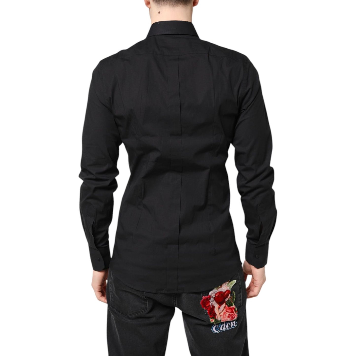 Dolce & Gabbana Black GOLD Cotton Dress Formal Shirt Dolce & Gabbana