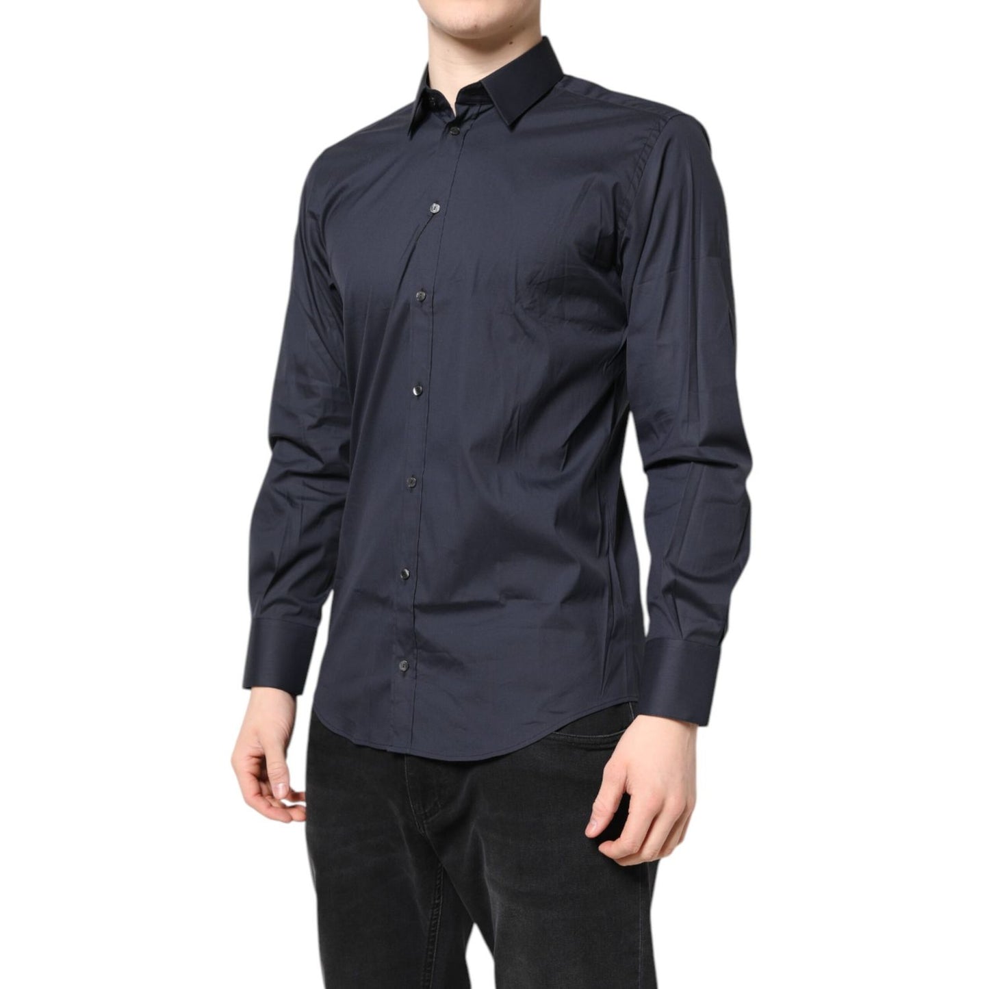 Dolce & Gabbana Dark Blue MARTINI Cotton Dress Formal Shirt