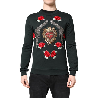 Dolce & Gabbana Black Sequined Embellished Pullover Sweater