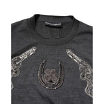 Dolce & Gabbana Gray Embroidery Knit Men Pullover Sweater TSH90309-44