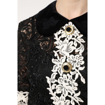 Dolce & Gabbana Black Floral Lace Embellished Mini Dress