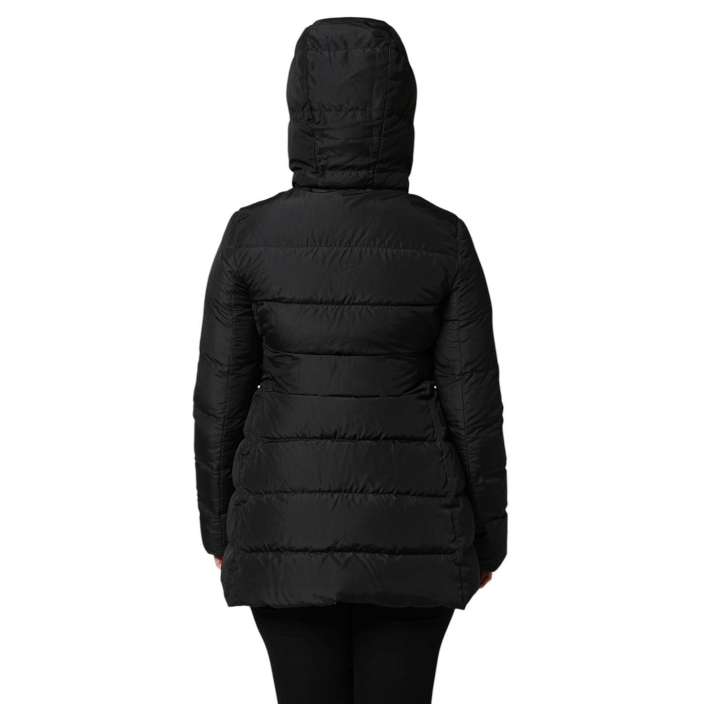 Dolce & Gabbana Black Puffer Hooded Zip Reversible Jacket