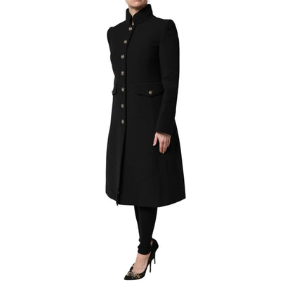 Dolce & Gabbana Black Wool Single Breasted Trench Coat Jacket