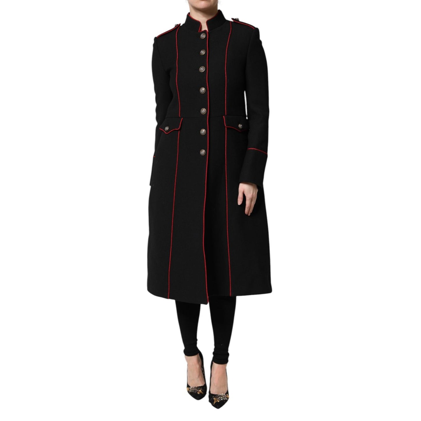 Dolce & Gabbana Black Wool Single Breasted Trench Coat Jacket Dolce & Gabbana