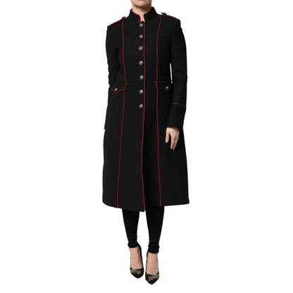 Dolce & Gabbana Black Wool Single Breasted Trench Coat Jacket Dolce & Gabbana