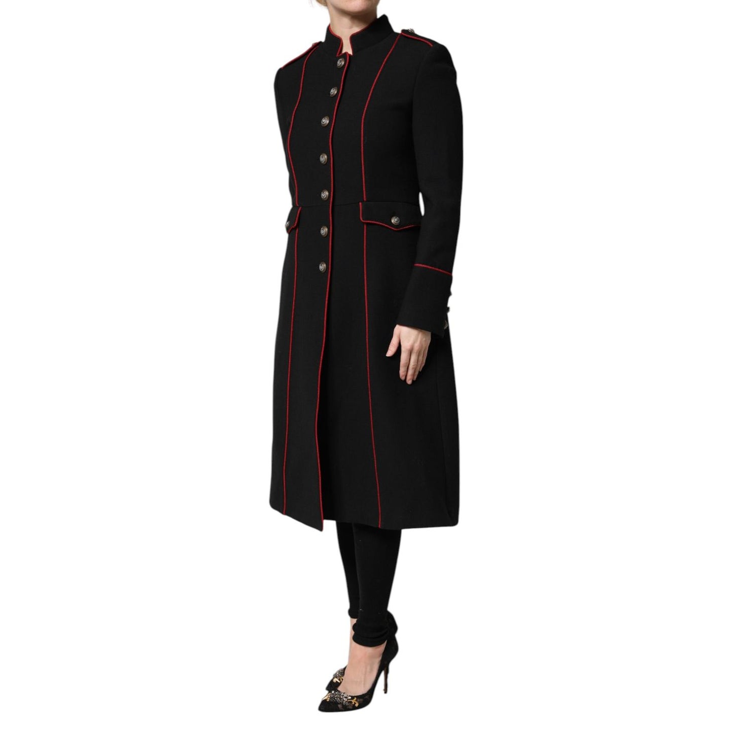 Dolce & Gabbana Black Wool Single Breasted Trench Coat Jacket Dolce & Gabbana