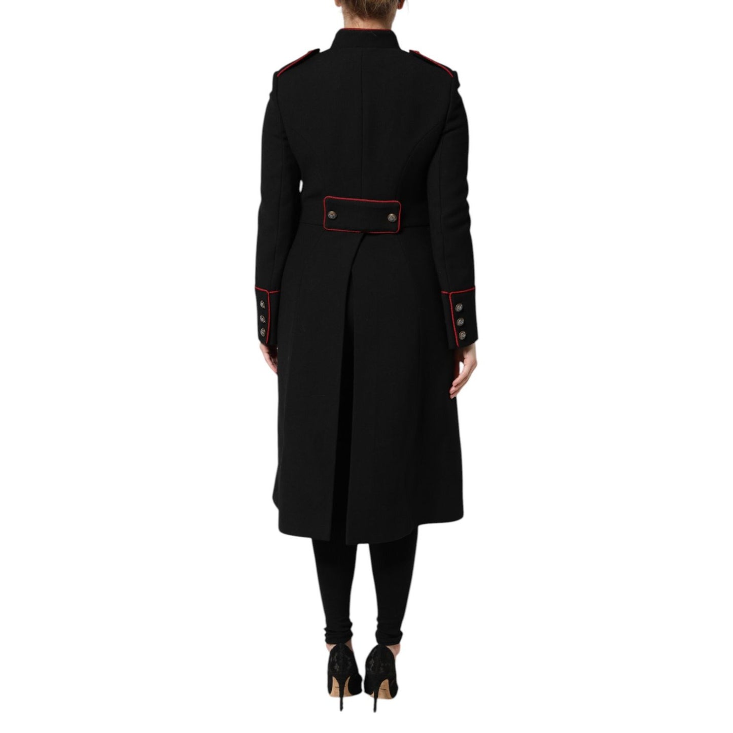 Dolce & Gabbana Black Wool Single Breasted Trench Coat Jacket Dolce & Gabbana
