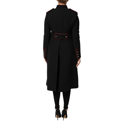 Dolce & Gabbana Black Wool Single Breasted Trench Coat Jacket Dolce & Gabbana