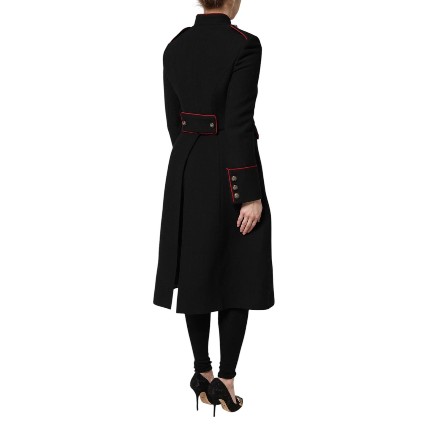 Dolce & Gabbana Black Wool Single Breasted Trench Coat Jacket Dolce & Gabbana