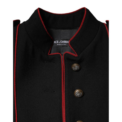 Dolce & Gabbana Black Wool Single Breasted Trench Coat Jacket Dolce & Gabbana