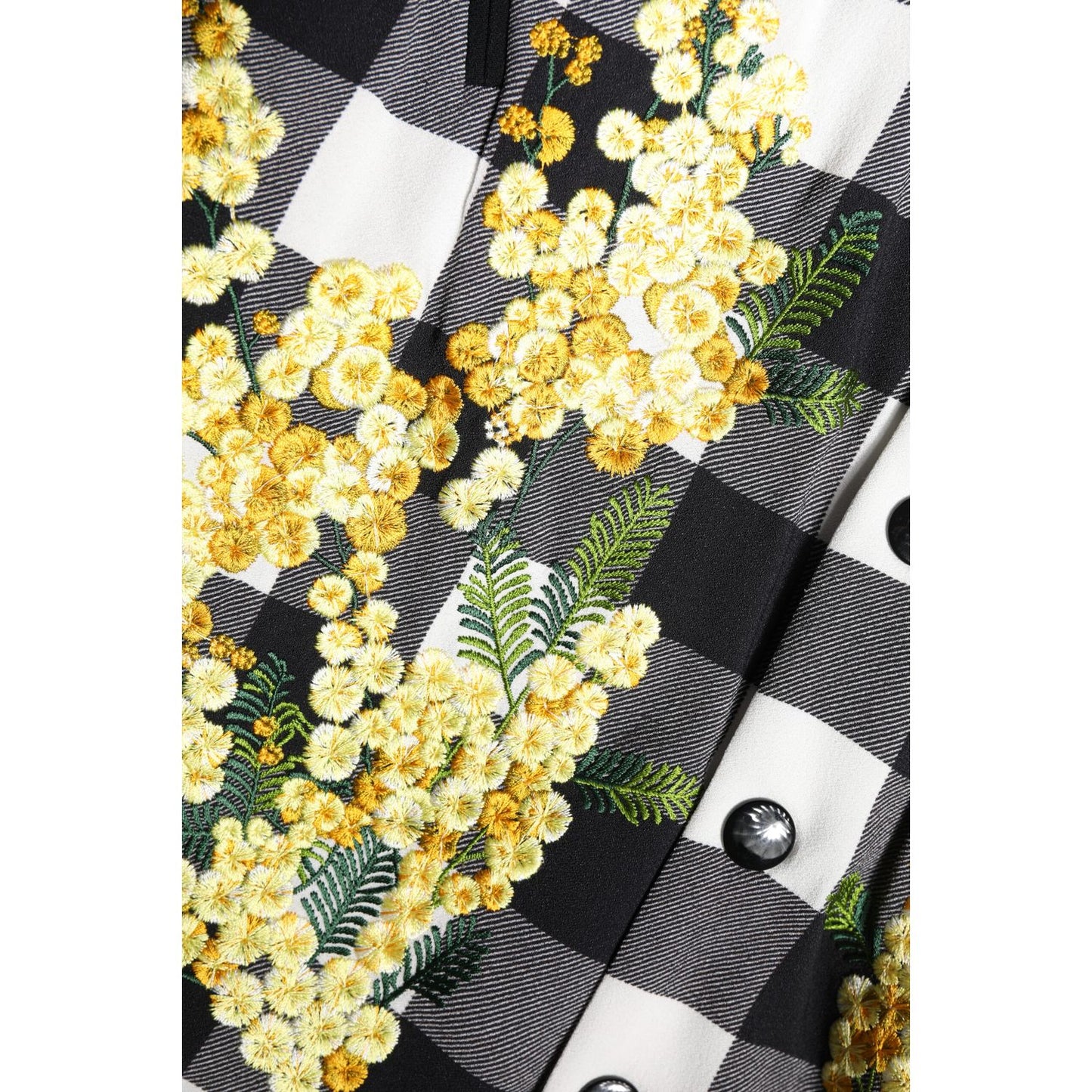 Dolce & Gabbana Black White Check Floral Button Down Jacket Dolce & Gabbana