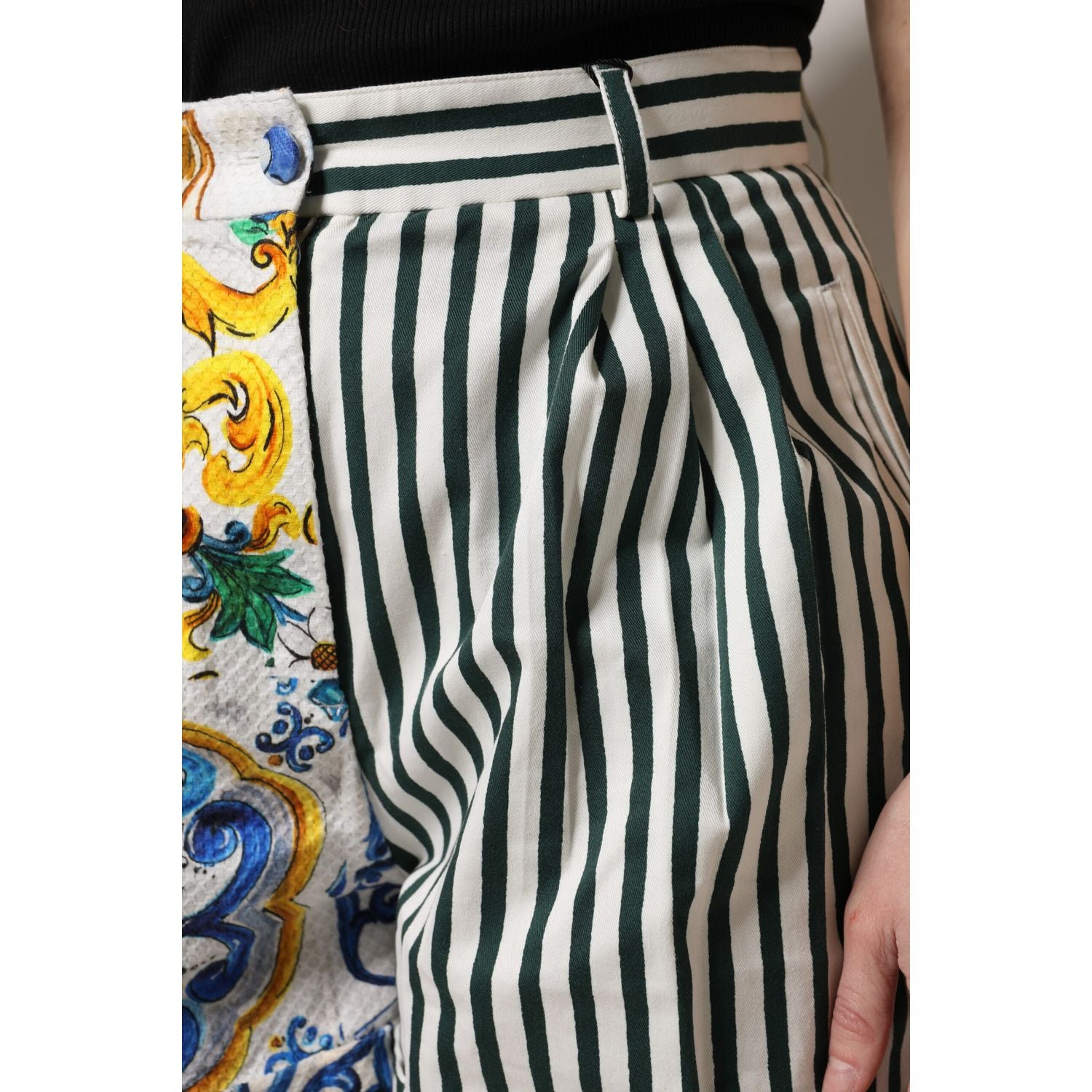 Dolce & Gabbana Multicolor Majolica Print High Waist Shorts