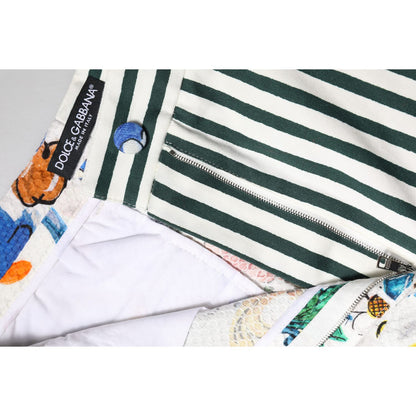 Dolce & Gabbana Multicolor Majolica Print High Waist Shorts Dolce & Gabbana