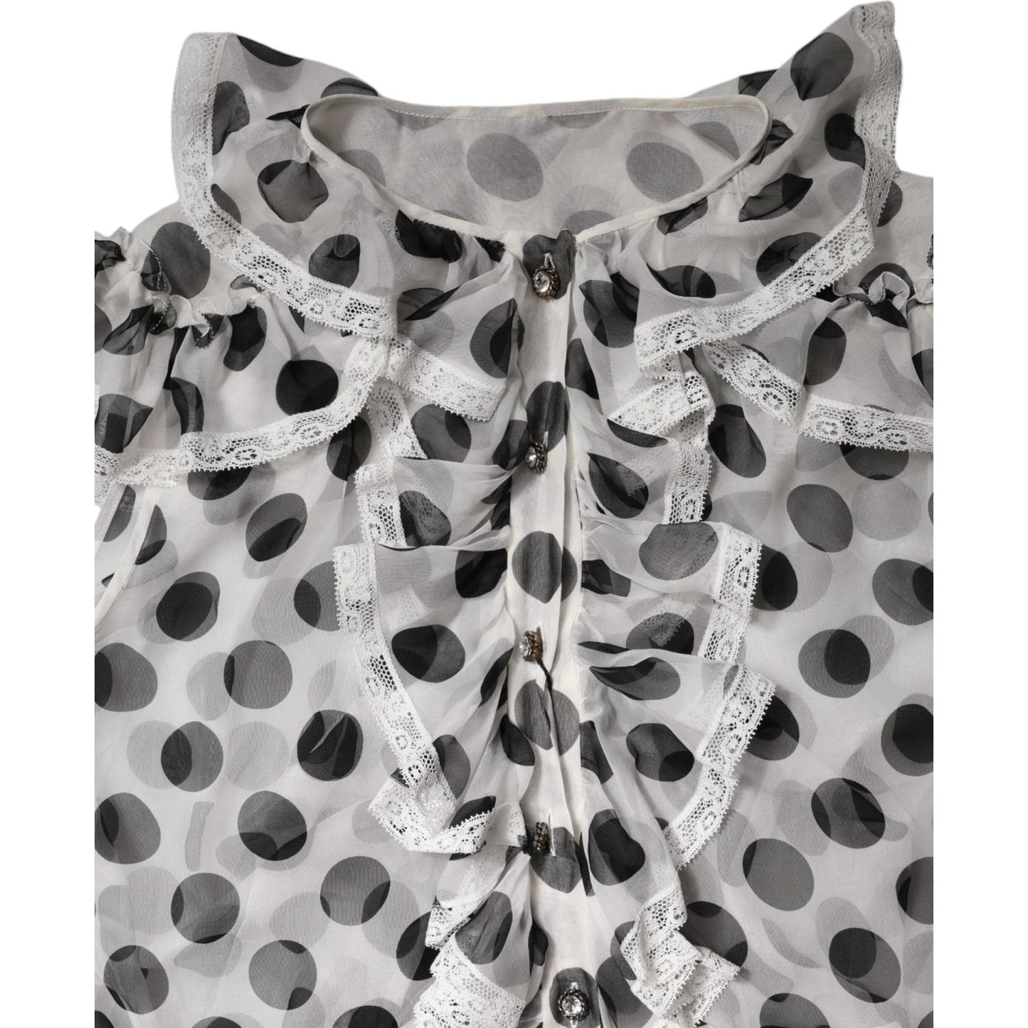 Dolce & Gabbana White Black Polka Dot Cotton Sleeveless Top Dolce & Gabbana