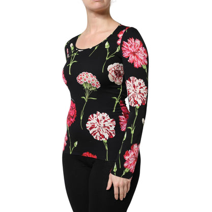 Dolce & Gabbana Black Floral Long Sleeve Women Blouse Top Dolce & Gabbana