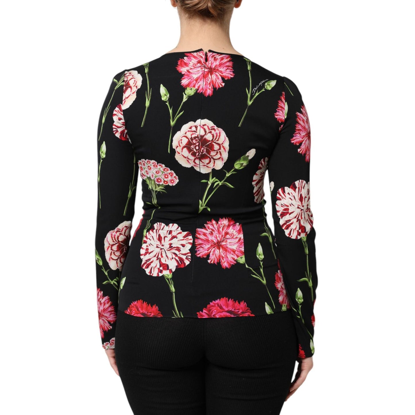 Dolce & Gabbana Black Floral Long Sleeve Women Blouse Top Dolce & Gabbana