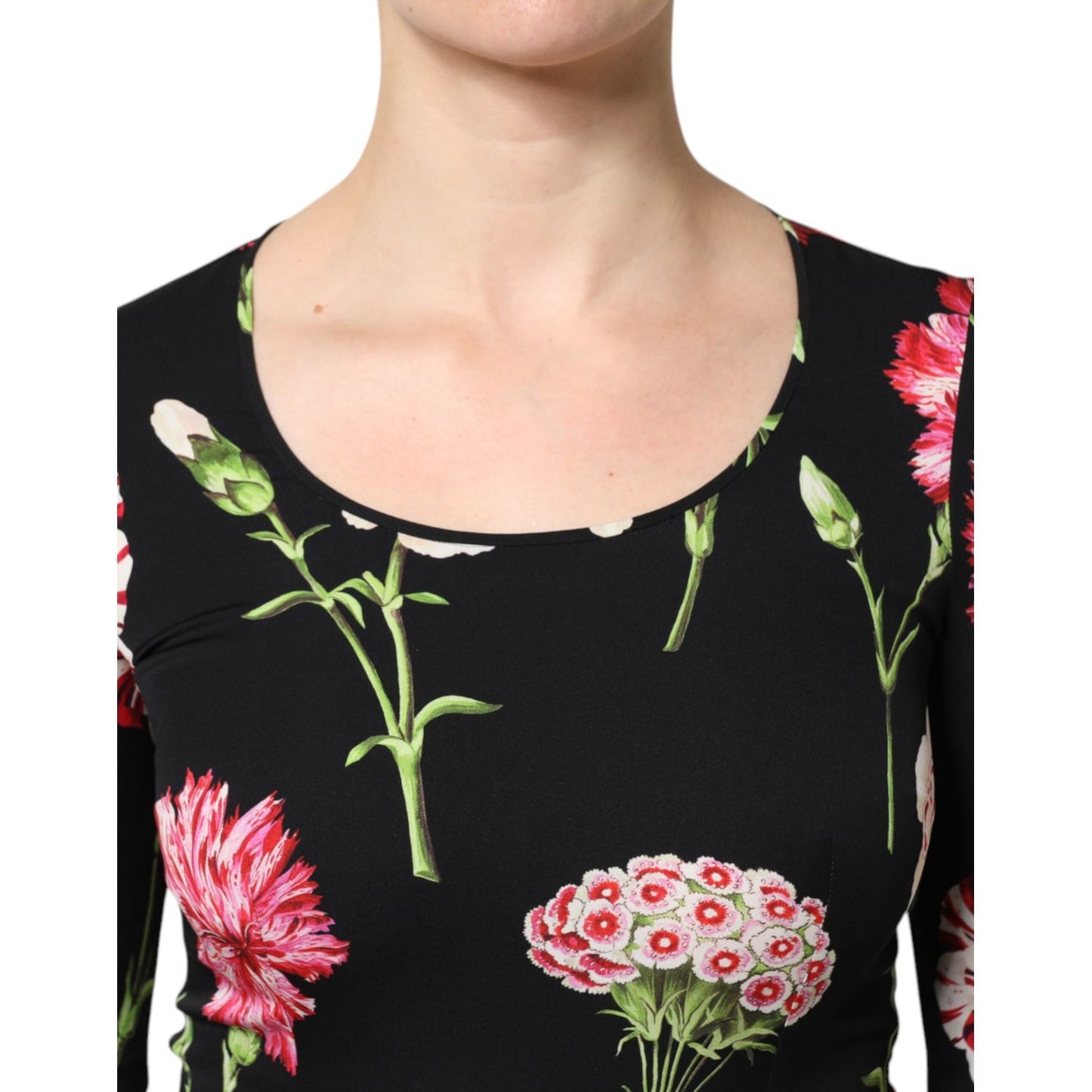 Dolce & Gabbana Black Floral Long Sleeve Women Blouse Top Dolce & Gabbana