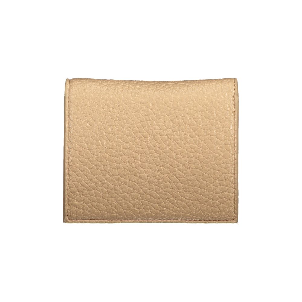 Mario Valentino Beige Polyethylene Wallet with coin purse, card spaces, automatic closure, and logo. Made from recycled material.