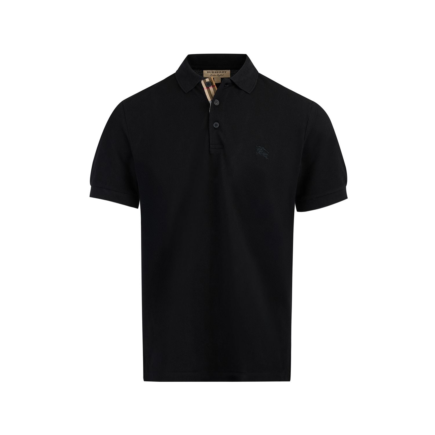 Burberry Black Cotton Collared Polo Shirt