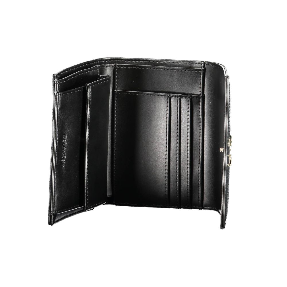 Interior view of Calvin Klein Black Polyethylene Women Wallet showing card compartments and durable design.