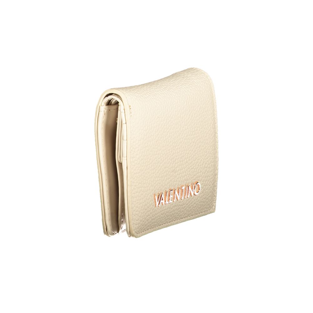 Mario Valentino Beige Polyethylene Wallet with coin purse, card spaces, automatic closure, and logo on the front. Recycled material.