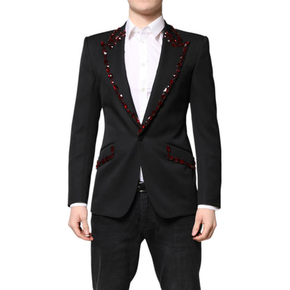 Dolce & Gabbana Black SICILIA CrystalEmbellished Coat Blazer
