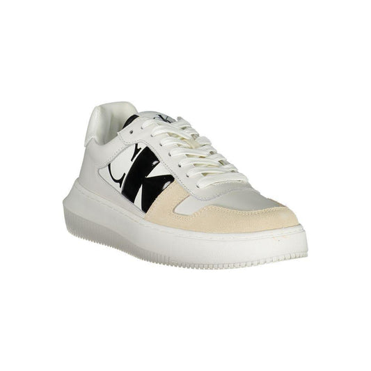 Calvin Klein Elegant White Lace-Up Sneakers with Contrast Detail CA-28516-EU40/US10